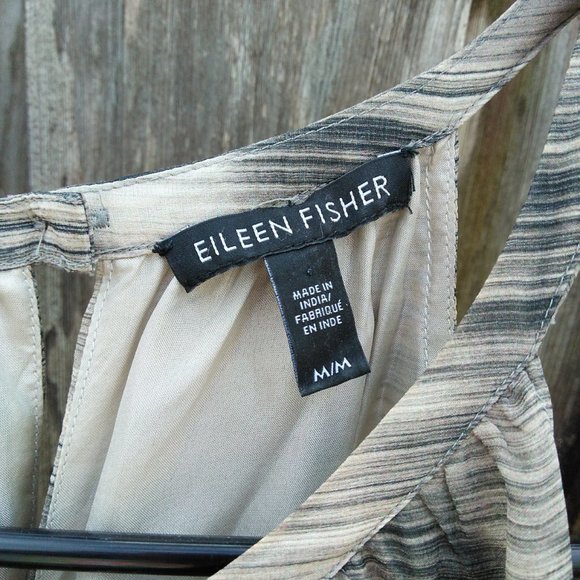 Eileen Fisher Womens Silk Brushstroke Print Midi Dress, Black, Medium - Picture 2 of 6